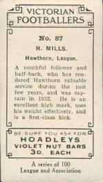 1933 Hoadley's Victorian Footballers #87 Bert Mills Back